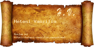 Hetesi Vaszilia névjegykártya
